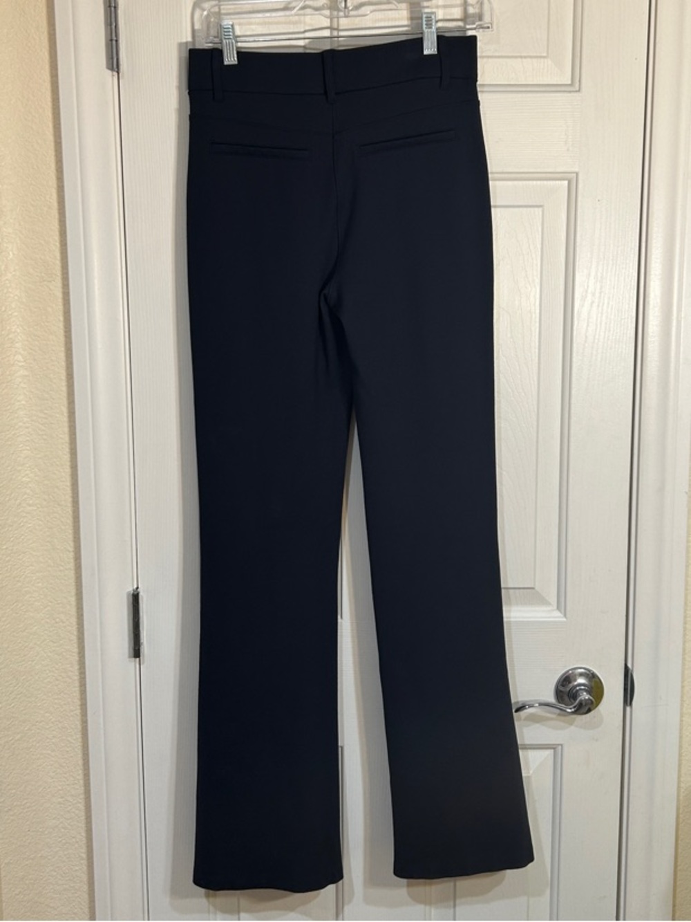 Quince Navy Ultra-Stretch Ponte Flare Leg Pants Small 32 Long - Picture 2 of 8